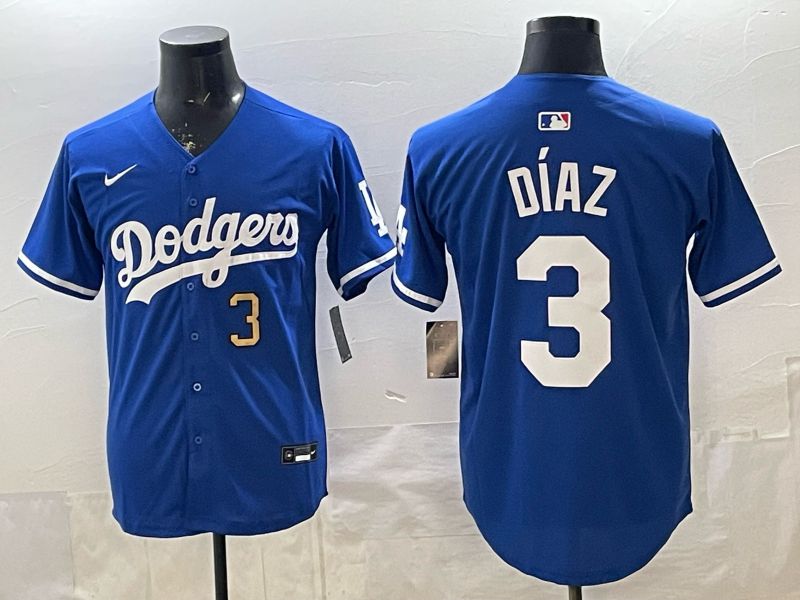 Men 2026 Los Angeles Dodgers #3 Diaz Blue Game Nike MLB Jersey style 003